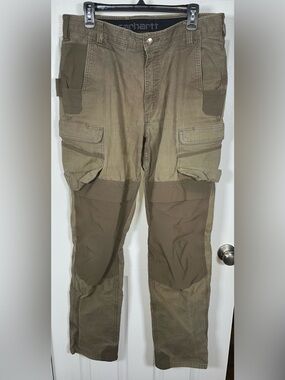 Carhartt Men’s 36 x 36 Pants Brown Canvas Steel Cargo Rugged Flex Relaxed Fit